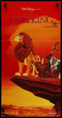 6k853 LION KING Aust daybill '94 red style, classic Disney African cartoon!
