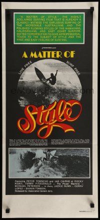 6k868 MATTER OF STYLE Aust daybill '70s images of incredible Australian surfers, cool color design