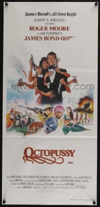 6k890 OCTOPUSSY Aust daybill '83 art of Maud Adams & Roger Moore as James Bond by Daniel Goozee!