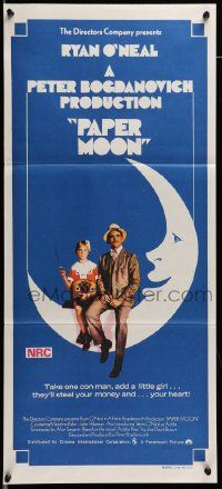 6k896 PAPER MOON Aust daybill '73 great image of smoking Tatum O'Neal with dad Ryan O'Neal!