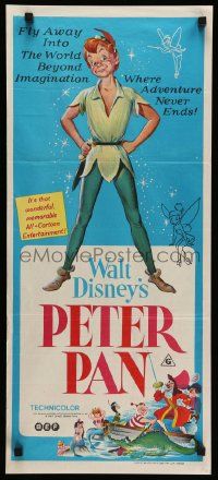 6k900 PETER PAN Aust daybill R74 Disney cartoon fantasy classic, where adventure never ends!
