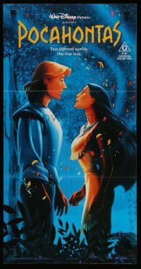 6k907 POCAHONTAS Aust daybill '95 Disney Native Americans, John Smith and title character at night