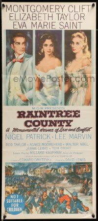6k914 RAINTREE COUNTY Aust daybill '57 Montgomery Clift, Elizabeth Taylor & Eva Marie Saint!