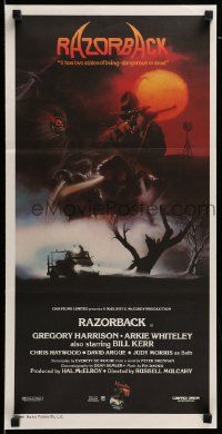 6k917 RAZORBACK Aust daybill '84 Australian horror, cool artwork by Brian Clinton!