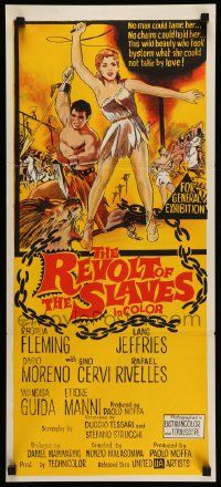 6k923 REVOLT OF THE SLAVES Aust daybill '61 artwork of sexy Rhonda Fleming with whip!