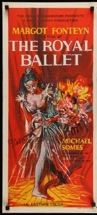 6k935 ROYAL BALLET Aust daybill '60 artwork of incomparable ballerina Margot Fonteyn!