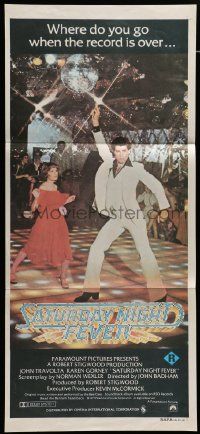 6k937 SATURDAY NIGHT FEVER Aust daybill '77 disco dancer John Travolta & Karen Gorney, R-rated!