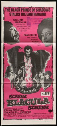 6k940 SCREAM BLACULA SCREAM Aust daybill '73 image of black vampire William Marshall & Pam Grier!