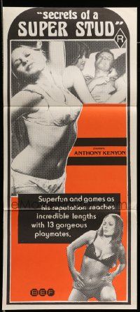 6k941 SECRETS OF A SUPERSTUD Aust daybill '76 Confessions of a Super Stud, gorgeous women!