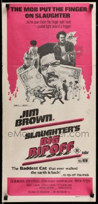6k948 SLAUGHTER'S BIG RIPOFF Aust daybill '73 the mob put the finger on BAD Jim Brown, Akimoto art!