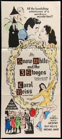 6k949 SNOW WHITE & THE THREE STOOGES Aust daybill R60s diff art of Carol Heiss, Moe, Larry & Joe!