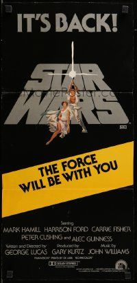 6k956 STAR WARS Aust daybill R81 George Lucas classic epic, art by Tom Jung!