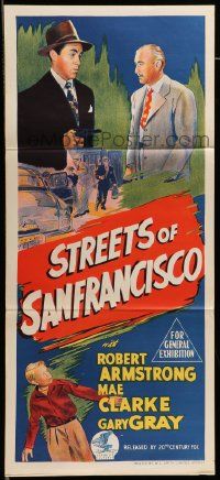 6k960 STREETS OF SAN FRANCISCO Aust daybill '49 cool artwork of detective Robert Armstrong!