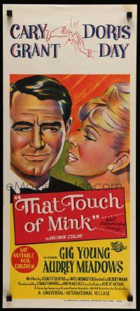 6k965 THAT TOUCH OF MINK Aust daybill '62 great stone litho of Cary Grant & pretty Doris Day!
