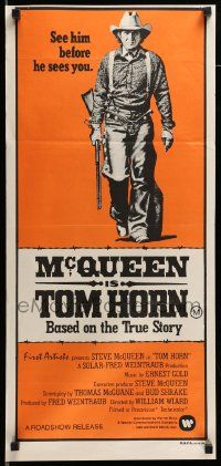 6k971 TOM HORN Aust daybill '80 see cowboy Steve McQueen in the title role before he sees you!