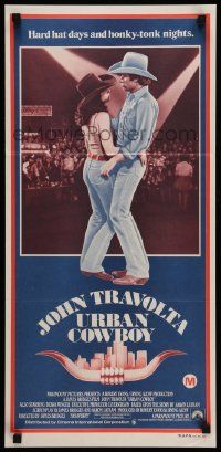6k975 URBAN COWBOY Aust daybill '80 great image of John Travolta in cowboy hat dancing!