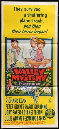 6k976 VALLEY OF MYSTERY Aust daybill '67 Peter Graves, Lois Nettleton, they survived a plane crash