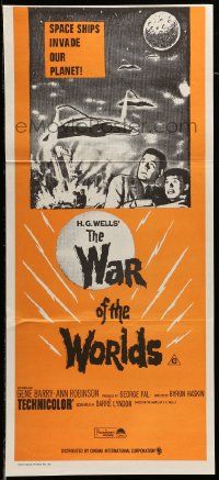 6k981 WAR OF THE WORLDS Aust daybill R70s H.G. Wells classic produced by George Pal!