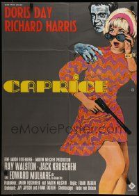6k310 CAPRICE German '67 pretty Doris Day, Richard Harris, sniper art, yellow title design!