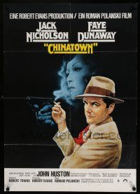 6k315 CHINATOWN German '74 Roman Polanski directed classic, cool art of Nicholson by Amsel!