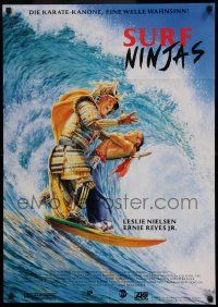 6k408 SURF NINJAS German '93 Leslie Nielsen, Rob Schneider, wacky surfing art!