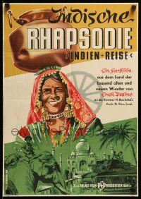 6k249 INDISCHE RHAPSODIE German 16x23 '55 Siegfried Schurenberg, wonderful different art of India!