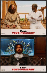 6k555 EVAN ALMIGHTY 8 French LCs '07 wacky image of Steve Carell as Noah w/animals!