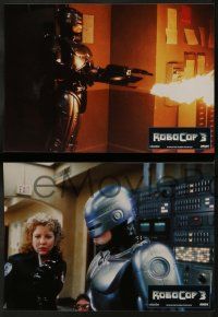 6k097 ROBOCOP 3 8 German LCs '94 great sci fi images of cyborg cop Robert Burke, Nancy Allen!