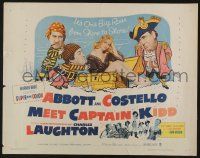 6p006 ABBOTT & COSTELLO MEET CAPTAIN KIDD 1/2sh '53 art of pirates Bud & Lou with Charles Laughton!