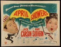 6p026 APRIL SHOWERS style B 1/2sh '48 colorful art of Jack Carson & Ann Sothern in musical!