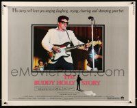 6p072 BUDDY HOLLY STORY 1/2sh '78 great image of Gary Busey performing on stage with guitar!