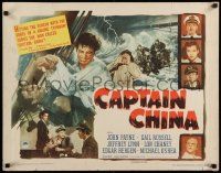 6p078 CAPTAIN CHINA style A 1/2sh '50 John Payne, Gail Russell, it takes a man to master a woman!