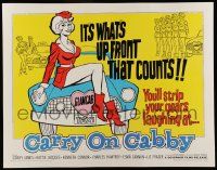6p081 CARRY ON CABBY 1/2sh 1967 English taxi cab sex, art of sexy girl sitting on car!