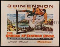 6p087 CHARGE AT FEATHER RIVER 3D 1/2sh '53 great art of Guy Madison throwing Native American!