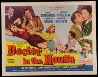 6p124 DOCTOR IN THE HOUSE style B 1/2sh '55 great art of Dr. Dirk Bogarde examining Muriel Pavlow!