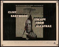 6p139 ESCAPE FROM ALCATRAZ 1/2sh '79 cool artwork of Clint Eastwood busting out by Lettick!