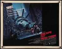 6p140 ESCAPE FROM NEW YORK 1/2sh '81 Carpenter, art of handcuffed Lady Liberty by Watts!