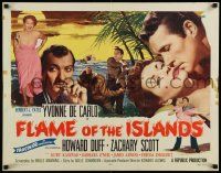 6p159 FLAME OF THE ISLANDS style A 1/2sh '55 Yvonne De Carlo is a woman made for love, Howard Duff!