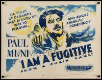 6p212 I AM A FUGITIVE FROM A CHAIN GANG 1/2sh R56 great close up art of escaped convict Paul Muni!