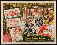 6p233 JUNGLE 1/2sh '52 cool art of Marie Windsor & Rod Cameron on elephant in India!