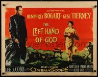 6p245 LEFT HAND OF GOD 1/2sh '55 art of priest Humphrey Bogart holding gun, sexy Gene Tierney!