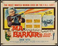 6p258 MA BARKER'S KILLER BROOD 1/2sh '59 great artwork of the no. 1 female gangster of all time!