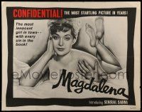 6p261 MAGDALENA 1/2sh '60 most innocent Sabina lies naked in bed with every sin in the book!