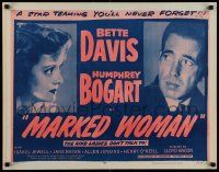 6p270 MARKED WOMAN 1/2sh R56 Bette Davis two-timing her way to love with Humphrey Bogart!