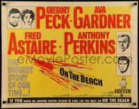 6p305 ON THE BEACH style A 1/2sh '59 Gregory Peck, Ava Gardner, Fred Astaire & Anthony Perkins!
