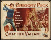 6p308 ONLY THE VALIANT 1/2sh '51 artwork of Gregory Peck swinging rifle, sexy Barbara Payton