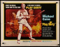 6p337 PLAY DIRTY 1/2sh '69 cool art of WWII soldier Michael Caine with machine gun!