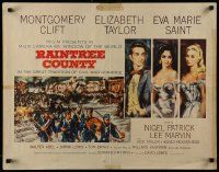 6p355 RAINTREE COUNTY style A 1/2sh '57 art of Montgomery Clift, Elizabeth Taylor & Eva Marie Saint!