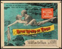 6p359 RAW WIND IN EDEN 1/2sh '58 sexy Esther Williams & Jeff Chandler kissing in the ocean!