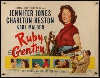 6p372 RUBY GENTRY 1/2sh '53 super sleazy bad girl Jennifer Jones with rifle, Charlton Heston!